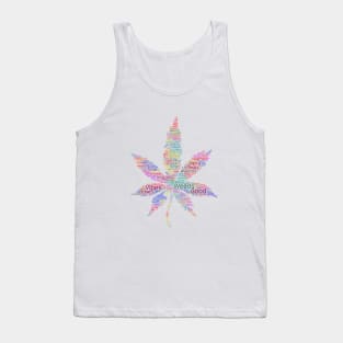 Weed Leaf Silhouette Shape Text Word Cloud Tank Top